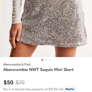 Abercrombie & Fitch sequin Silver Mini Skort NWT